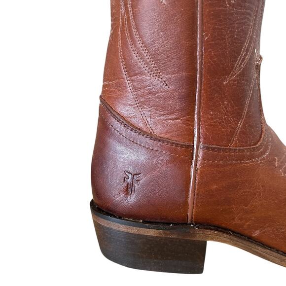 Frye Vintage Billy Cognac Brown Leather Western Cowgirls Boots Size 7 - Picture 6 of 12